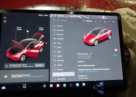2020 Tesla Model Y Long Range Dual Motor All-Wheel Drive z USA, uszkodzony, nr VIN 5YJYGDEE7LF053326